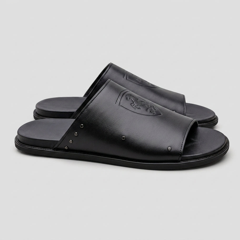 The Italian Black Leather Chappal SS-2051