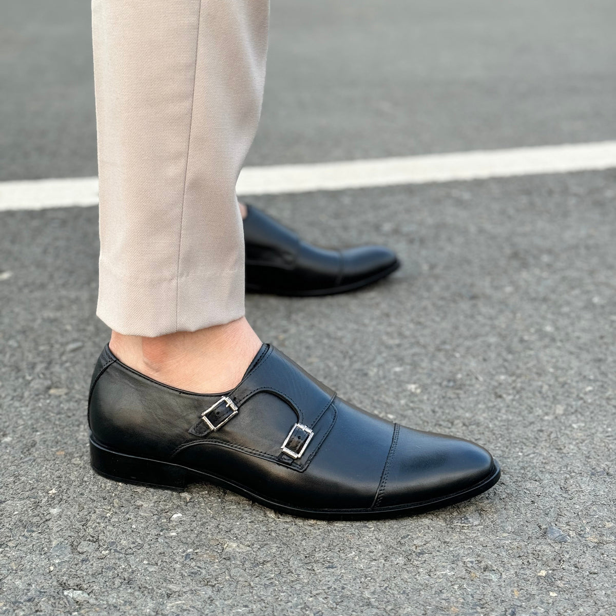 Handmade Premium Leather Double Monks SS-115 Black