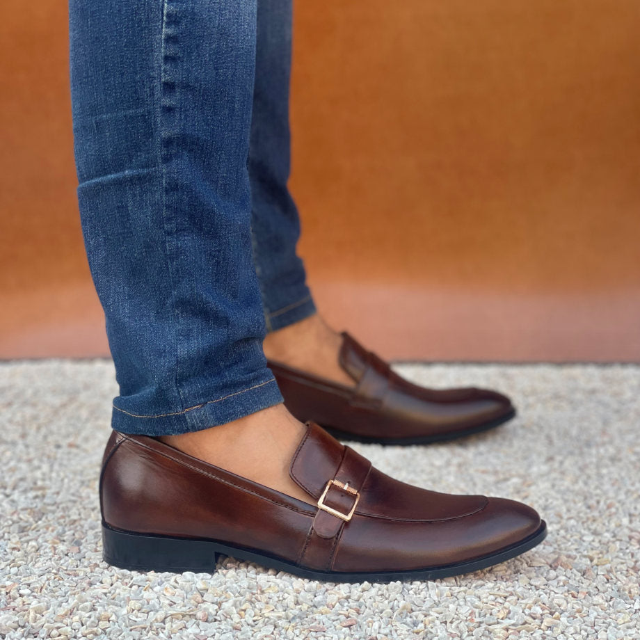 Handmade Single Strap TAN Leather Shoes SS-2008