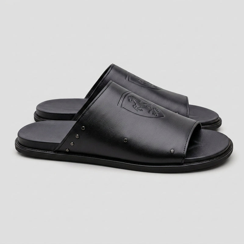 The Italian Black Leather Chappal SS-2051