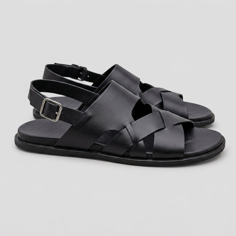 Hand made Classic Black Sandal SS-2333