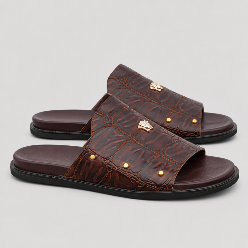 Hand made PU Sole Textured Leather Chappal SS-2336