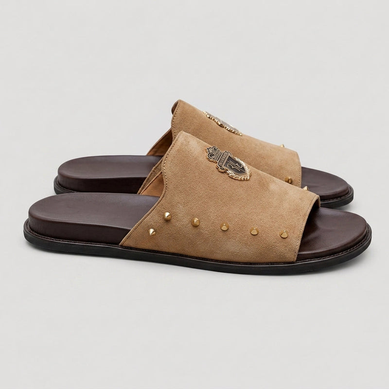 Hand made PU Sole Leather Suede Chappal SS-2353 Brown