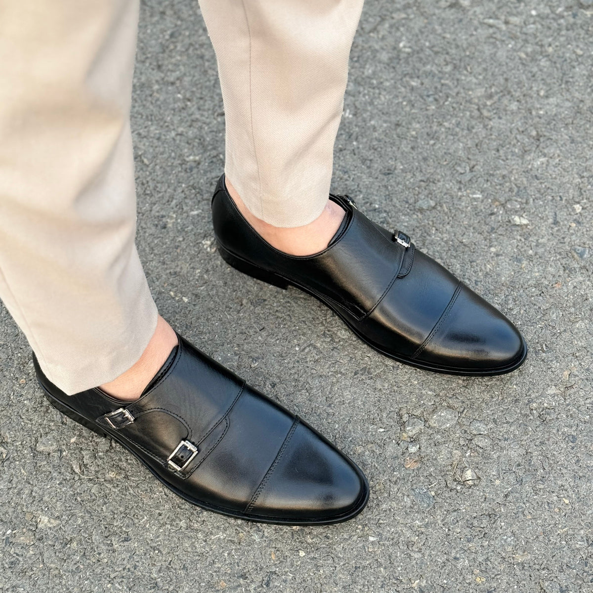 Handmade Premium Leather Double Monks SS-115 Black