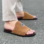 Hand made PU Sole Leather Suede Chappal SS-2353 Brown