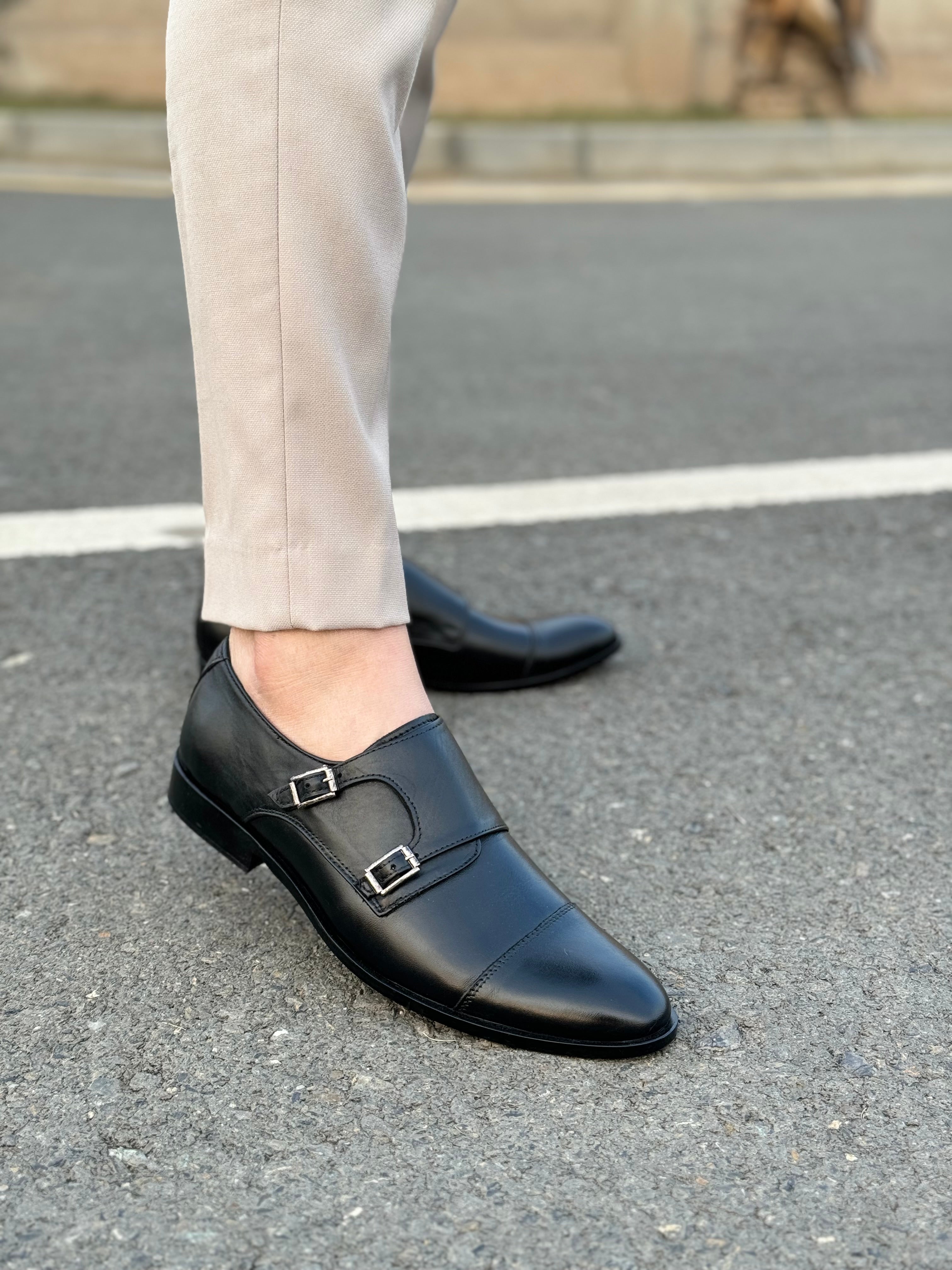 Handmade Premium Leather Double Monks SS-115 Black Main image