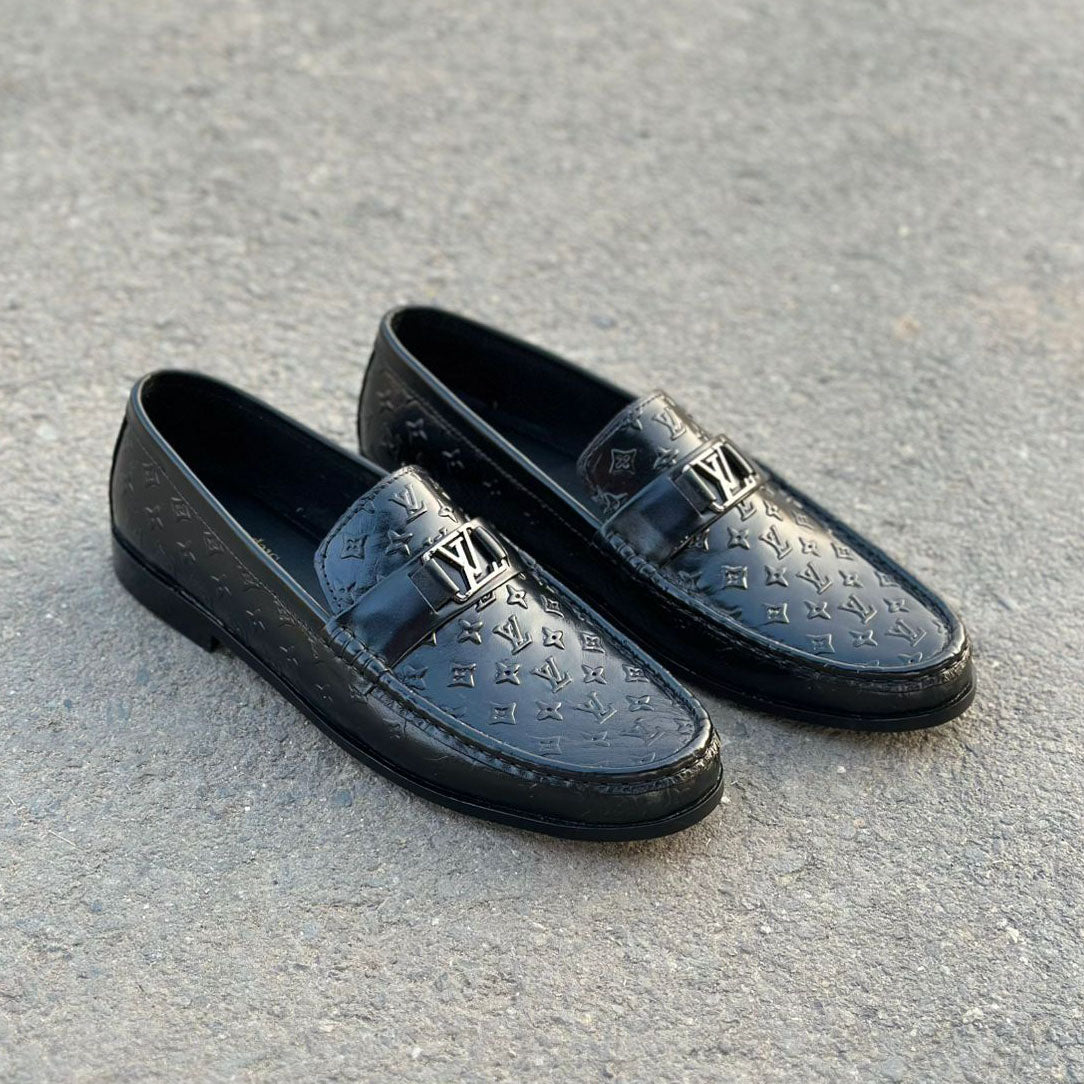 Genuine Leather Buckman Black Office Shoes for Men