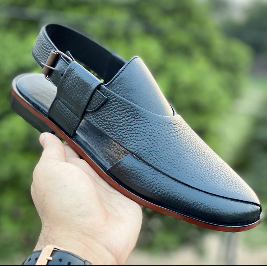 Hand Stitched Pure Leather Kheri SS-175 Black