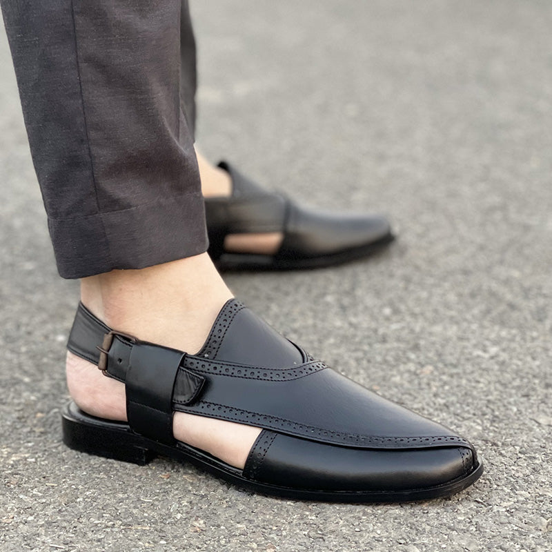 Hand Stitched Pure Leather Kaptaan Kheri SS-174 Black Secondary image