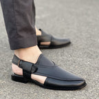 Hand Stitched Pure Leather Kaptaan Kheri SS-174 Black